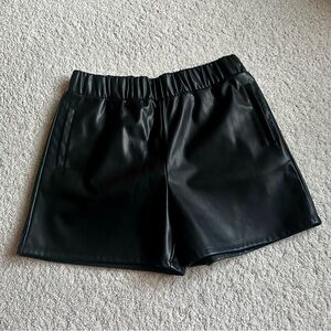 NWOT: Christian Siriano Black High Waist Full Lined Leather Shorts